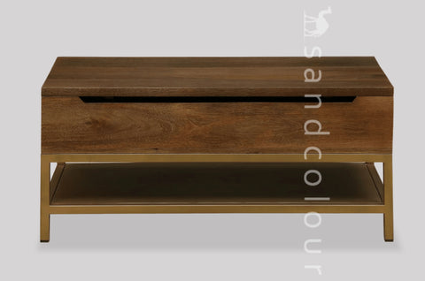 Cambrey Coffee Table Brown Finish With Lift Top