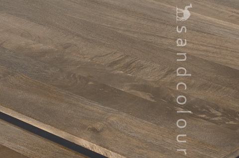 Frodo Compact Dining Table and Bench Set, Mango Wood and Black