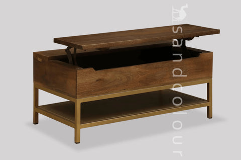 Cambrey Coffee Table Brown Finish With Lift Top