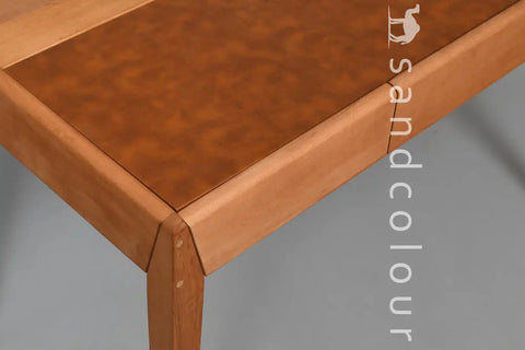 Joey Beech Wood Desk – Brown Leatherite