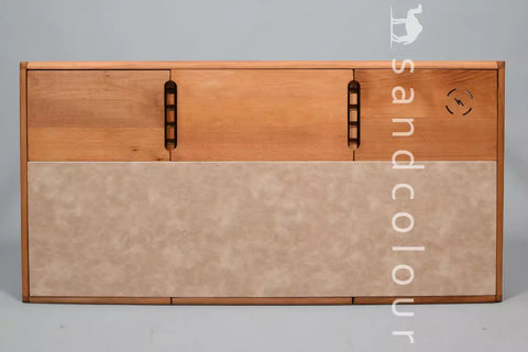 Joey Beech Wood Desk – White Leatherite