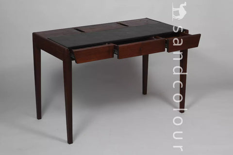 Joey Walnut Wood Desk – Black Leatherite