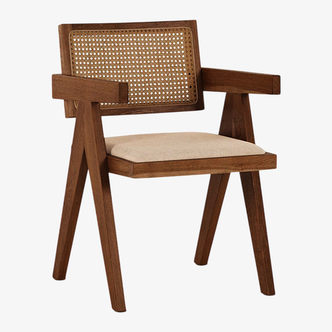 Penios Dining Wooden Rattan Arm Chair