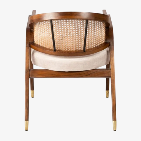 Noloel Dining Wooden Rattan Arm Chair